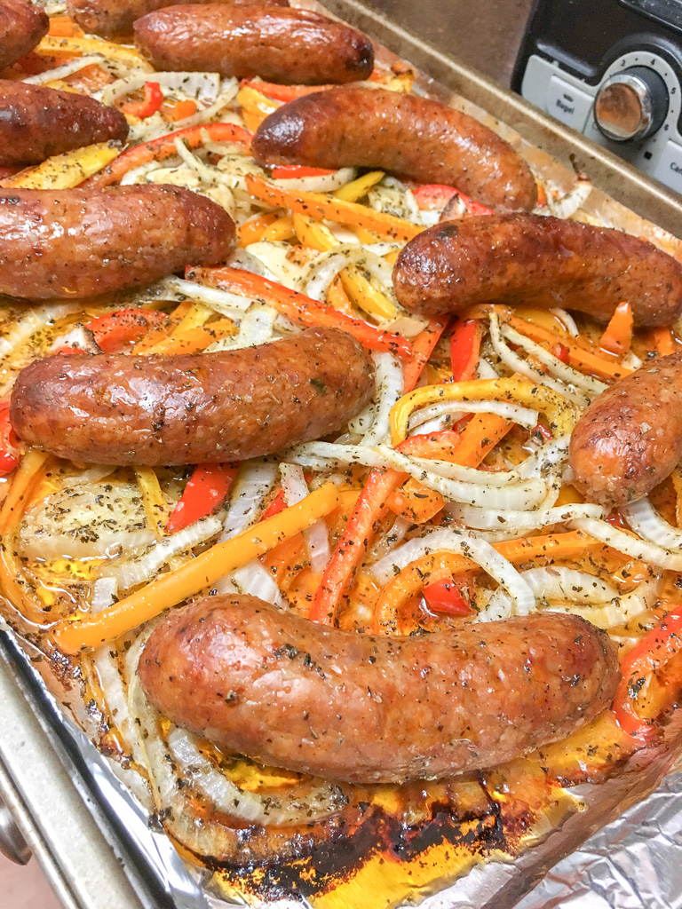 sausage and peppers sheet pan