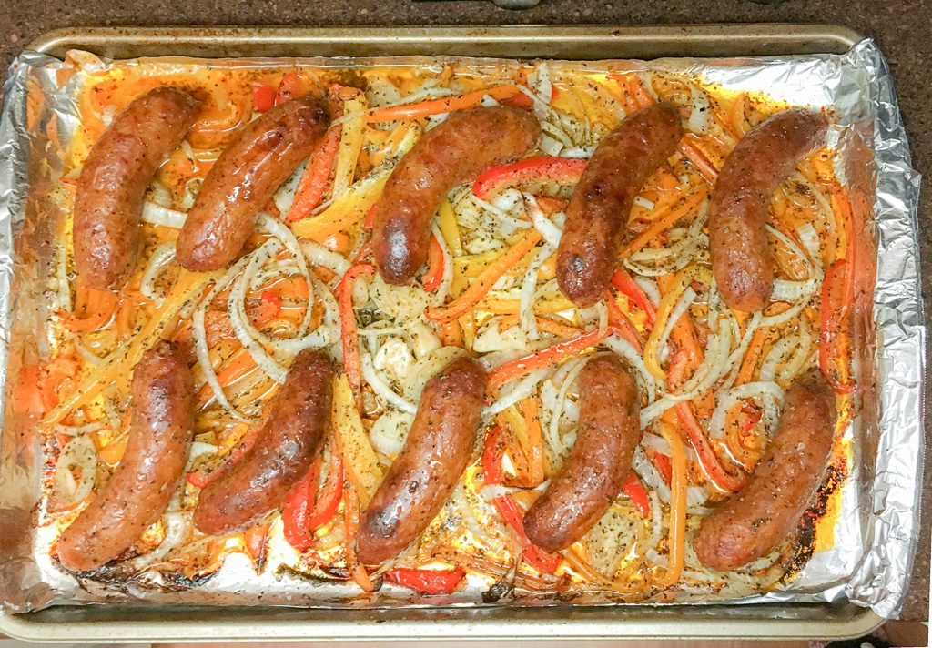 sausage peppers sheet pan 