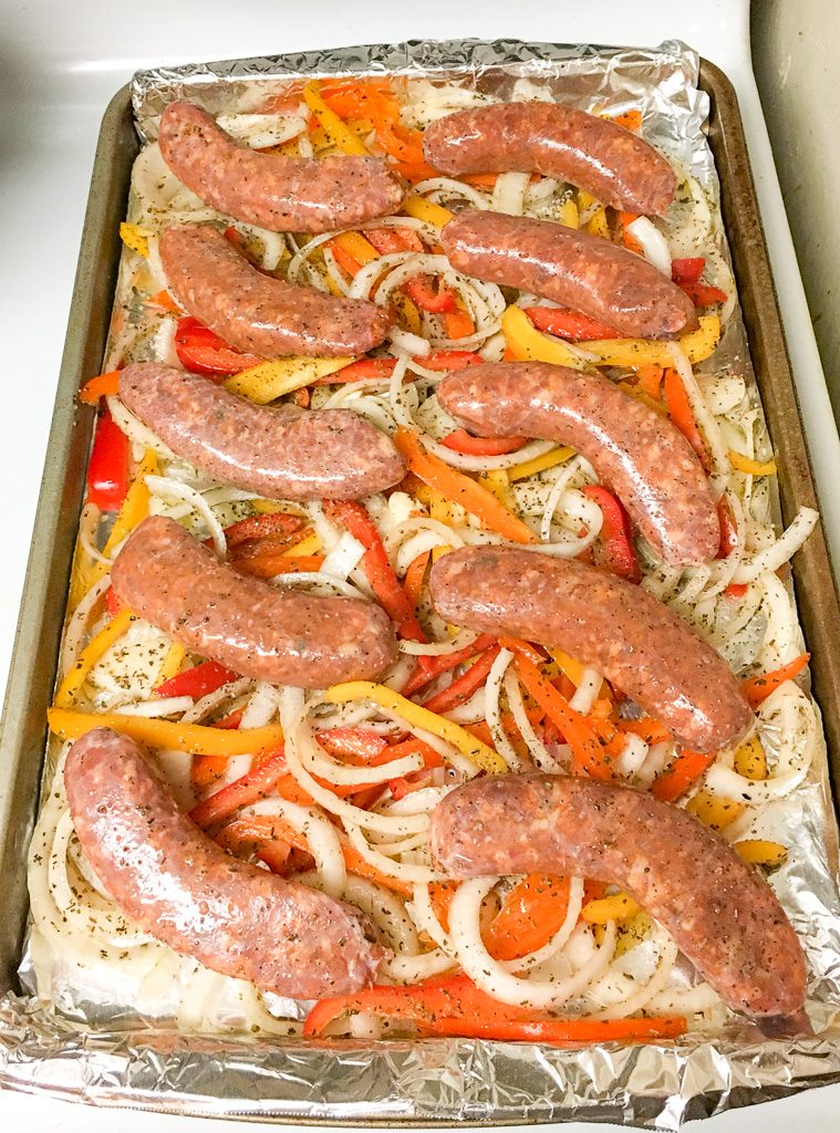 sausage peppers sheet pan 