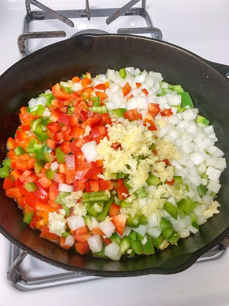 saute peppers and onions