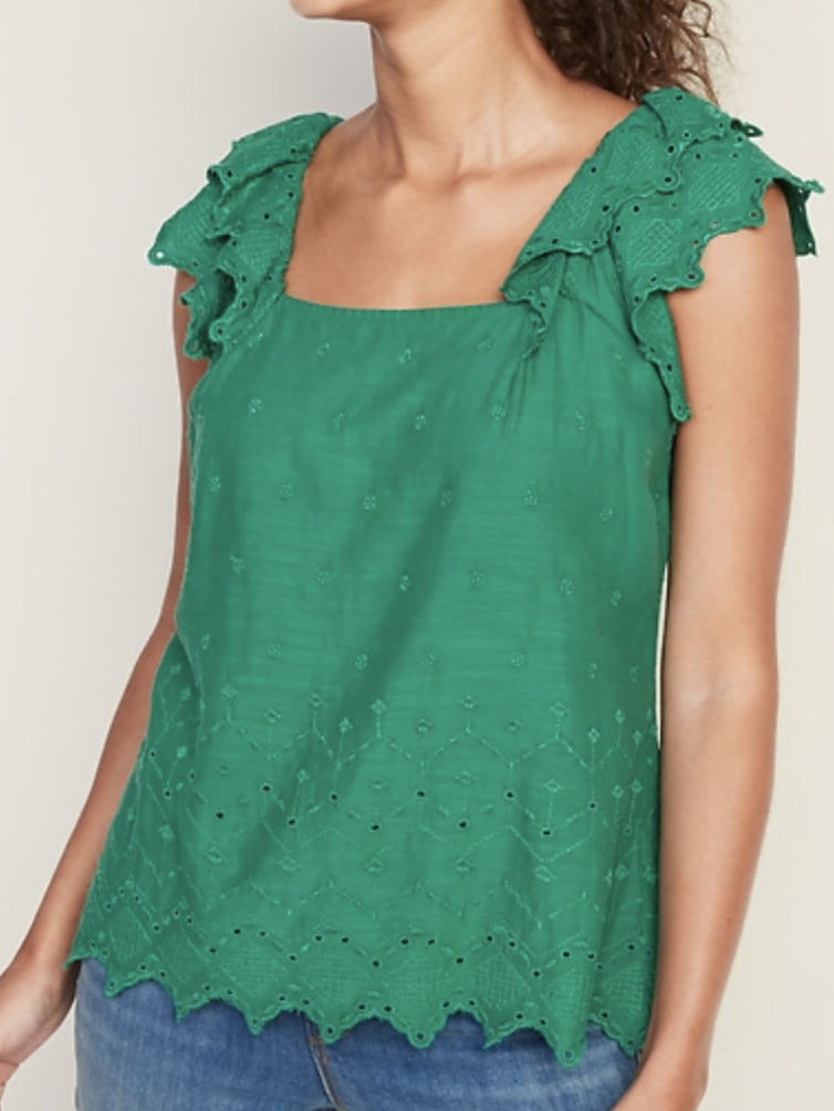 Square Neck Embroidered Top