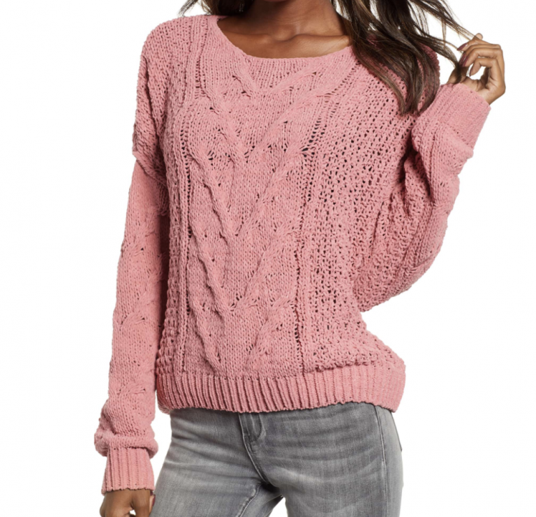 Woven Heart Cable Knit Sweater